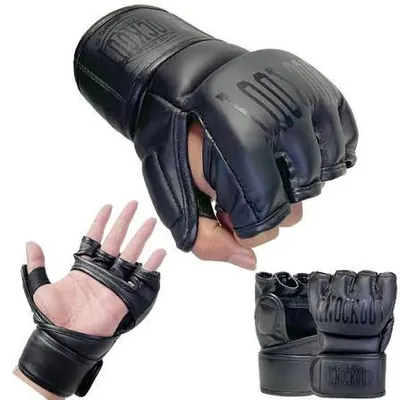 Biker Leather Fingerless Gloves Black