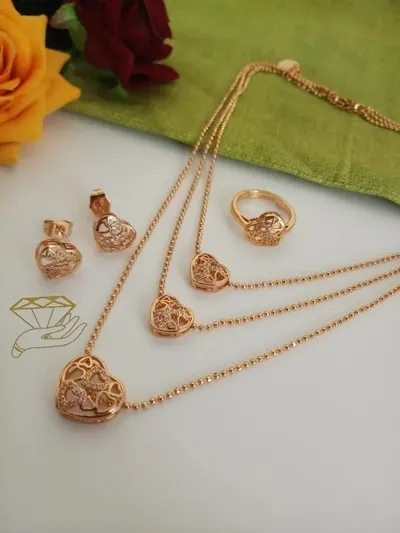 Gold Plated Necklace Set And Earing Set