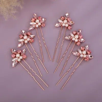 Floral Design with Pearl & Stone Hairpin