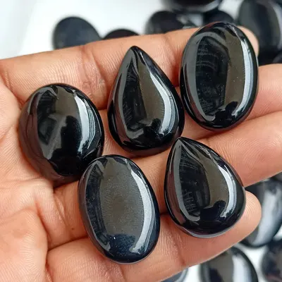 Obsidian Gemstone Crystal Crescent Moon Set by H S R ENTERPRISES