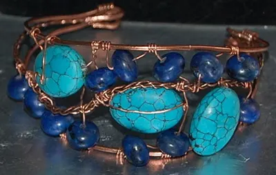 925 sterling silver larimar gemstone handmade bangle - Image 3