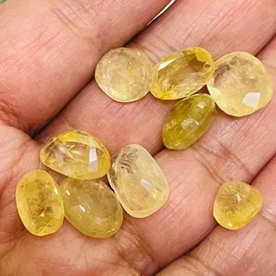 Yellow Aventurine GemStone Oval Shape Palm stone by H S R ENTERPRISES