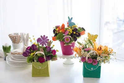 Metal flower vases