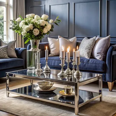 Brass Finish Stainless Steel Frame Coffee Table
