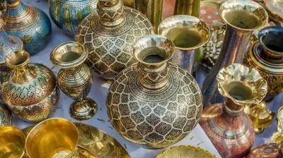Copper Embossed Kalasha Vase - Akkaara