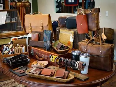 Leather wallets and belts