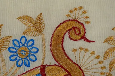 Yellow Ivory Woven And Embroidered Pillow by India Kraft