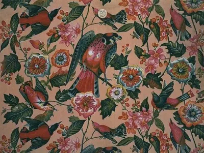 Poly Wool Peach Print Woven