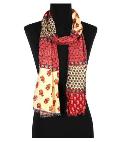 Adeena Handloom Rayon Gold Print Stole (100pc)