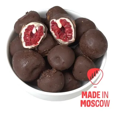 Quickly frozen raspberries in white and milk chocolate without sugar, Frambini - Image 3
