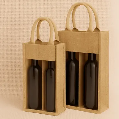 PREMIUM JUTE BOTTLE BAG - ECO FRIENDLY, REUSABLEAND LAMINATED by AMAN KUMAR AND CO.