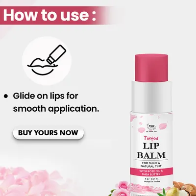 TNW – The Natural Wash Rose Tinted Lip Balm for Soft & Moisturized Lips | Lip Balm with Natural Pink Tint . - Image 4