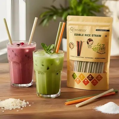 INTUGREEN® Edible Drinking Rice Straw – 100% Biodegradable, Eco-Friendly, and Safe Alternative to Plastic Straws and paper straws - Image 3