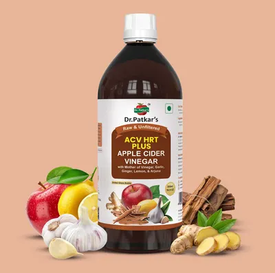Apple Cider Vinegar with Ginger, Garlic, Lemon, and Arjuna 500ML (ACV HRT PLUS) (Dr. Patkar's) by Natures Shopy