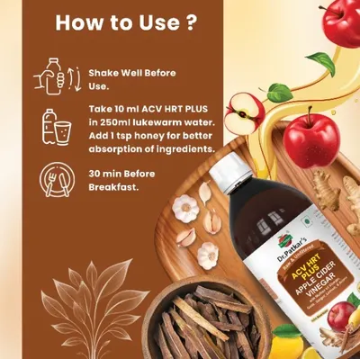 Apple Cider Vinegar with Ginger, Garlic, Lemon, and Arjuna 500ML (ACV HRT PLUS) (Dr. Patkar's) - Image 4