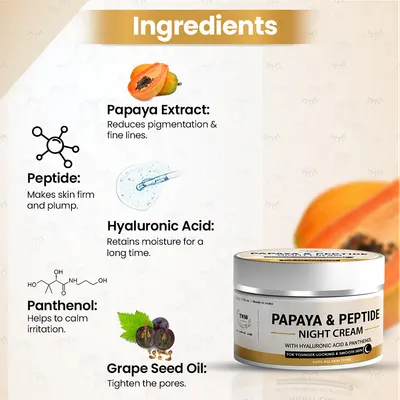 TNW – The Natural Wash Papaya & Peptide Night Cream for Healthy Skin | Repairs Skin Overnight | With Hyaluronic Acid & Panthenol - Image 2