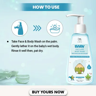 TNW – The Natural Wash Natural Baby Body & face Wash for Delicate Skin with Coconut & Avocado - Image 4