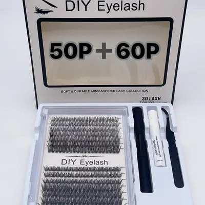 DIY Lash Individual Eyelash Extensions Cluster Lashes Kit-PBT Material Natural Long Style Vegan & Handmade