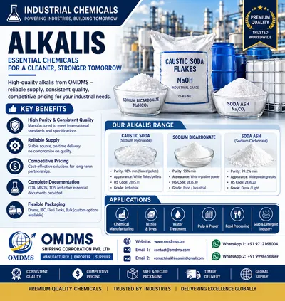 Industrial Alkalis Sodium Hydroxide Potassium Hydroxide