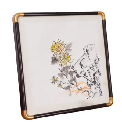 33*33cm Xuan paper Square Solid Wood Rosewood Black Peach Wood Rounded Corner Mounted Frame - Image 2