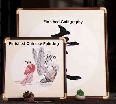 33*33cm Xuan paper Square Solid Wood Rosewood Black Peach Wood Rounded Corner Mounted Frame - Image 3