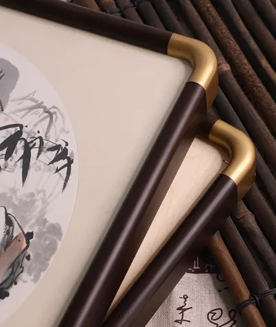 33*33cm  Xuan paper Square  Solid Wood Rosewood Black Peach Wood Rounded Corner Mounted Frame - Image 7