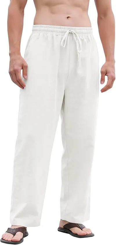 Men's Cotton Linen Casual Drawstring Pants