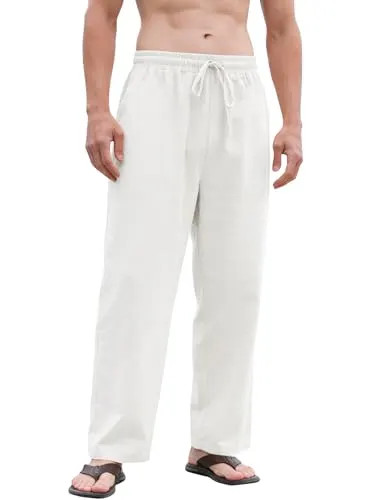 Men's Cotton Linen Casual Drawstring Pants - Image 2