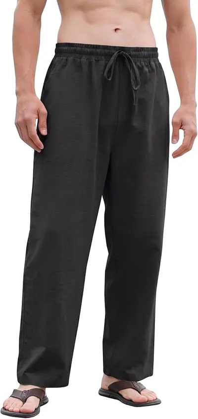 Men's Cotton Linen Casual Drawstring Pants - Image 3