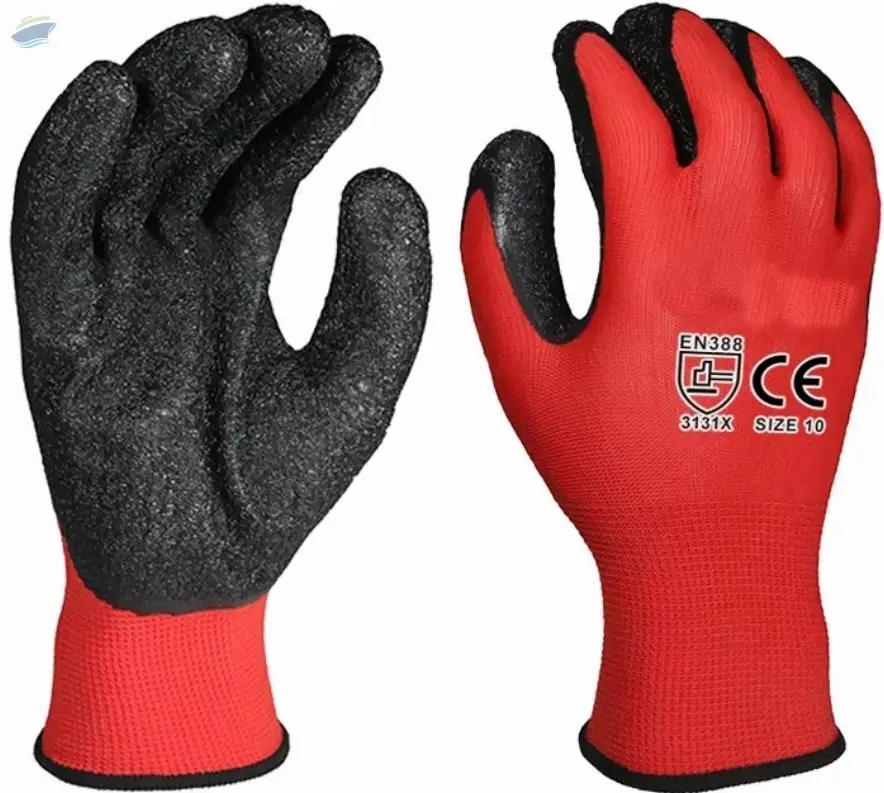 13 Gauge Polyester Latex Wrinkle Safety Gloves