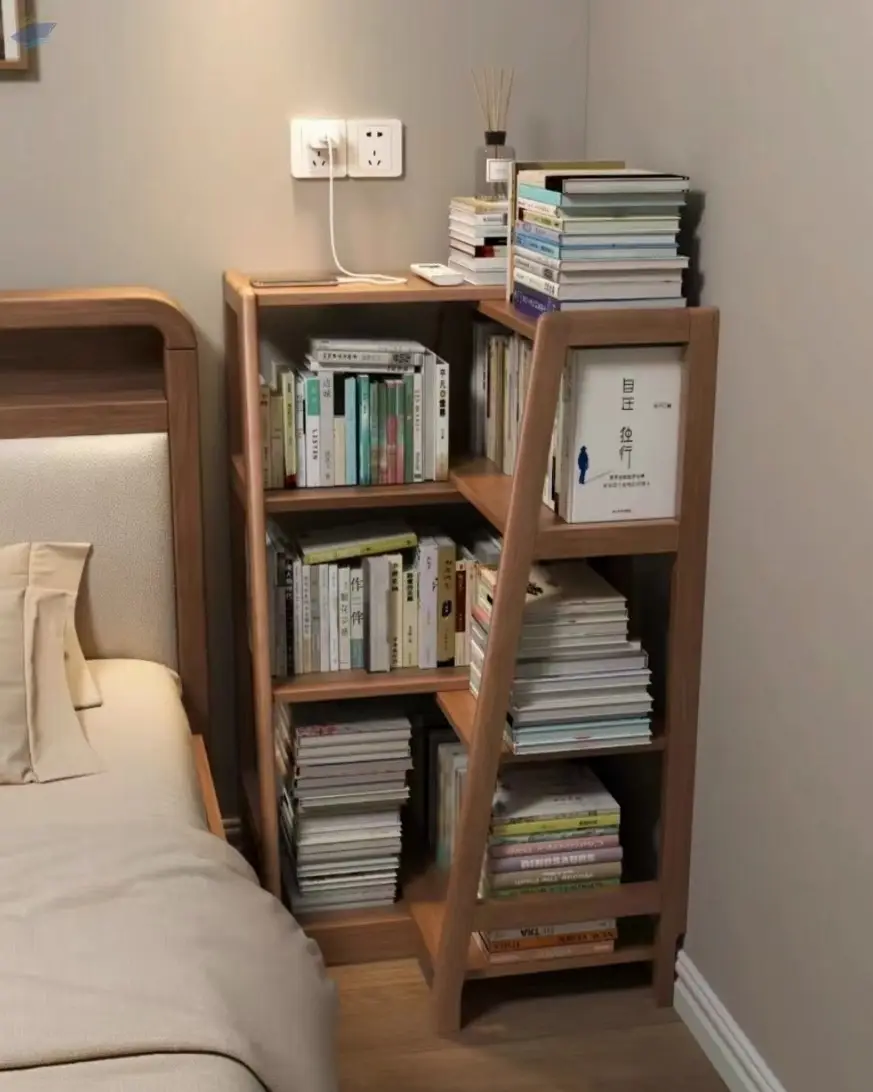 Concise Bookshelf Bookcase Wooden Bedside