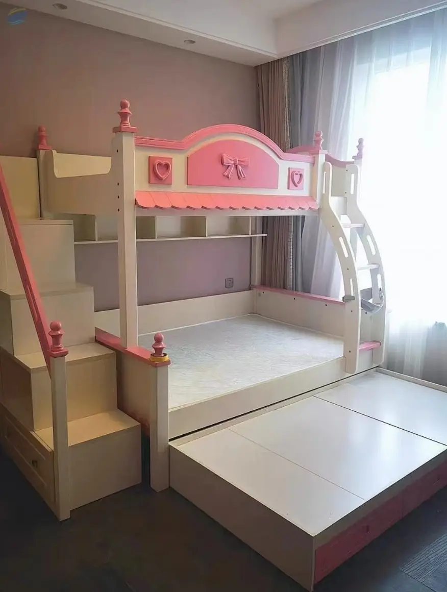 Princess Bunk Bed For Kids Wood Double-Deck Bed