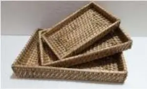 Rectangular Cane Tray - Set of 3
