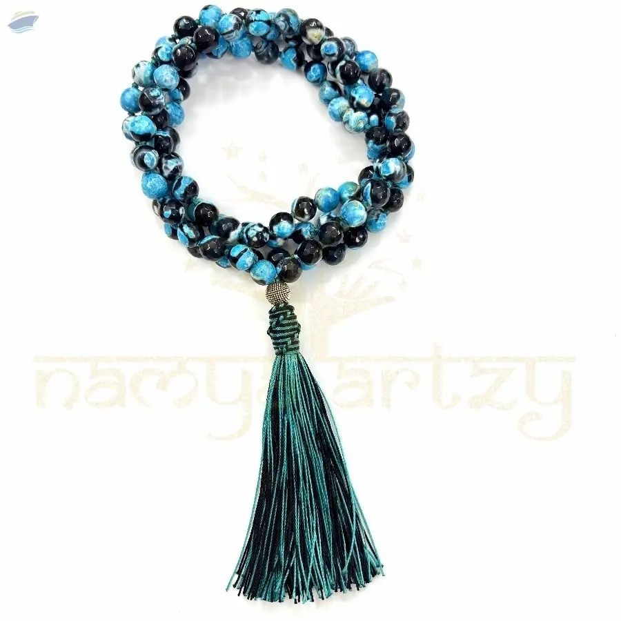 Faceted  Mix Shade Onyx Knotted Mala 108 Beads