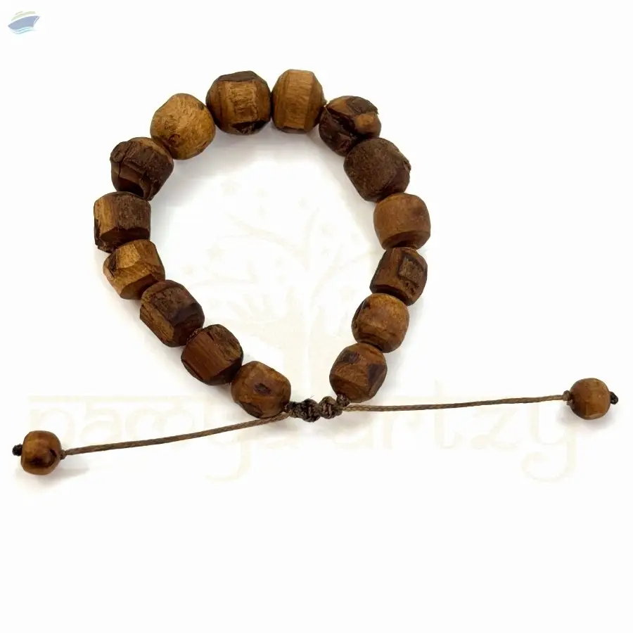Handmade  Rough Big Tulsi Wood Beads Bracelet