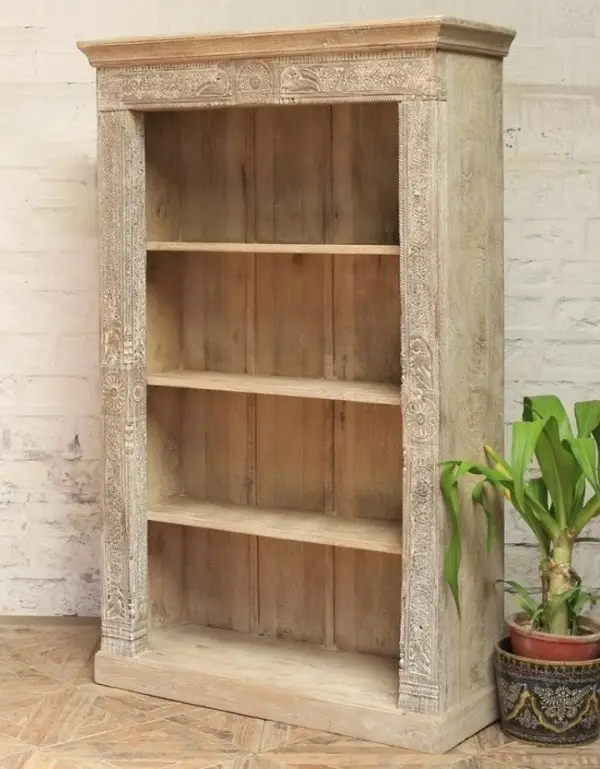 Carved Bookshelf Wood Furniture