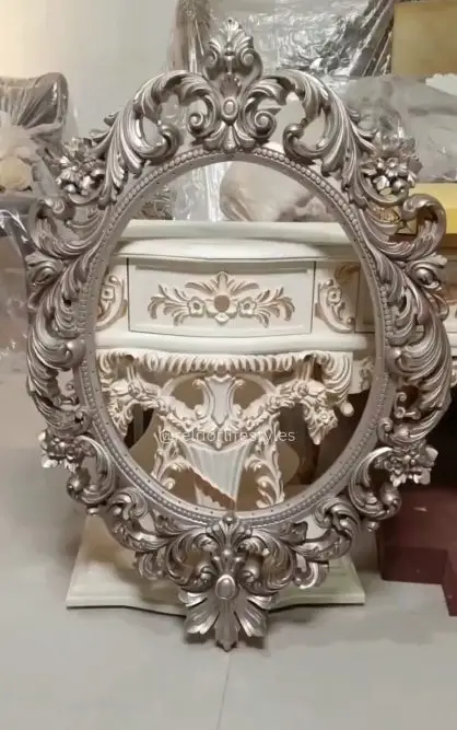 Hand-Carved Wooden Mirror Frame