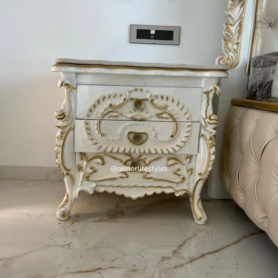 Artisan Carved Bedside Table by Reldor Lifestyles