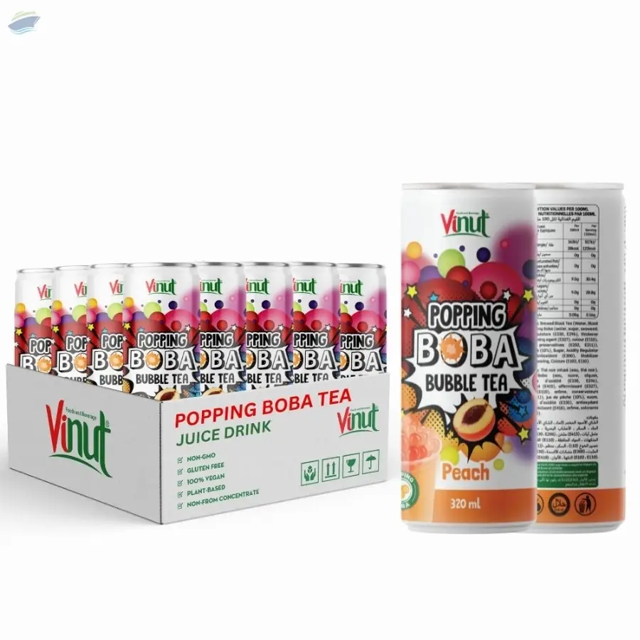 320ml Popping Pearl Boba Tea Peach Juice