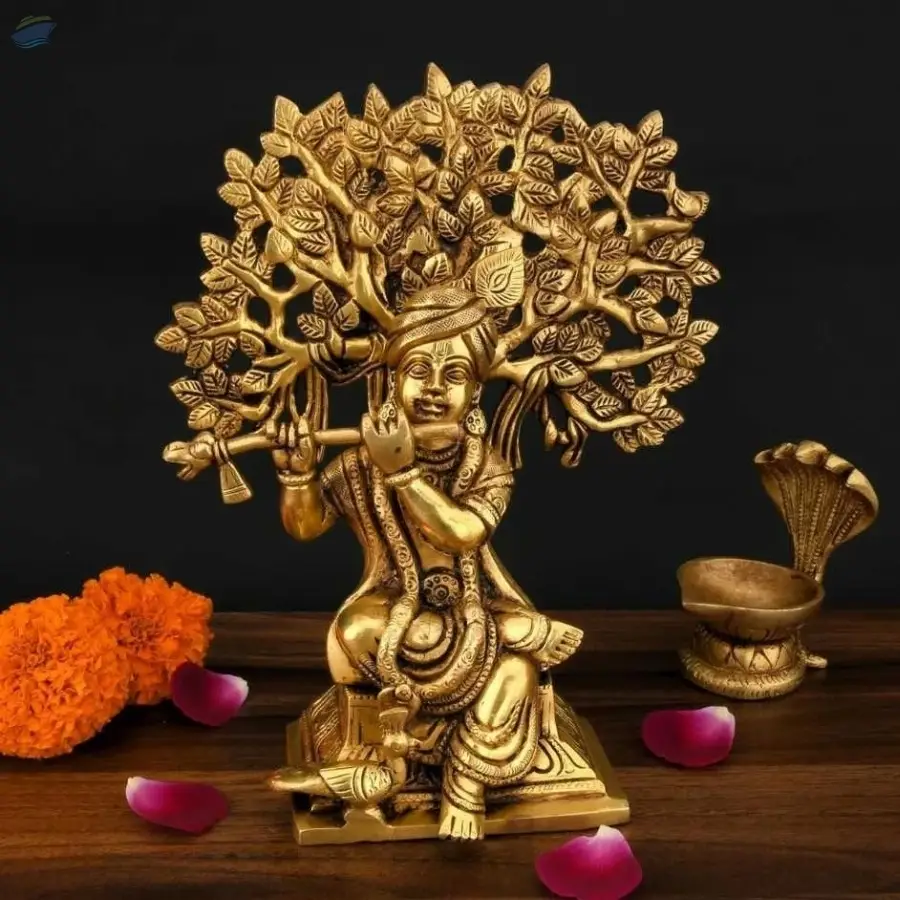 Krishna Under Tree Statue Artifacts by Anand
