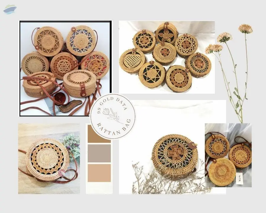 Round Rattan Bag Beach Shoulder High Fashion