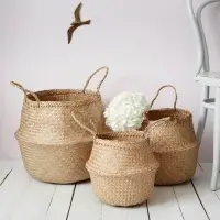 Seagrass Belly Basket Plant Pot