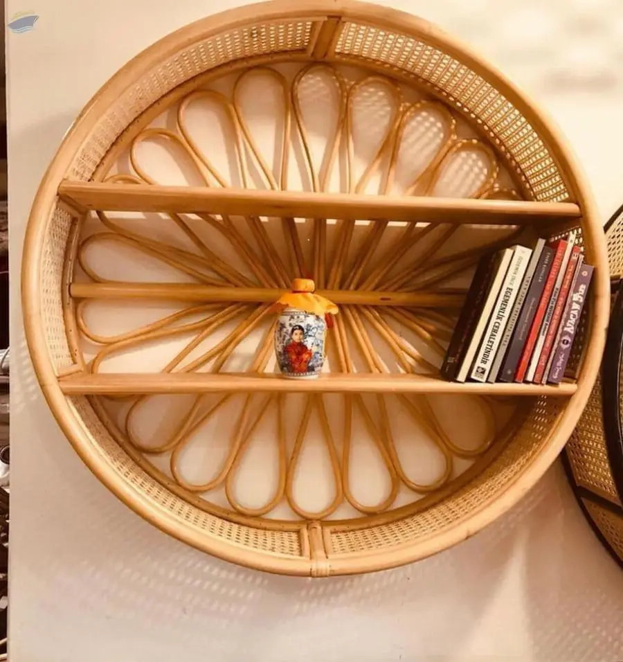 Beautiful Rattan Cane Shelves Wall Hanging