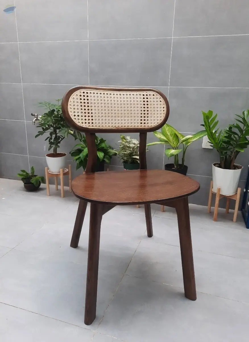 Wooden Chair With Rattan Webbing Cane