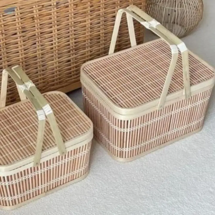 Natural Bamboo Woven Picnic Baskets